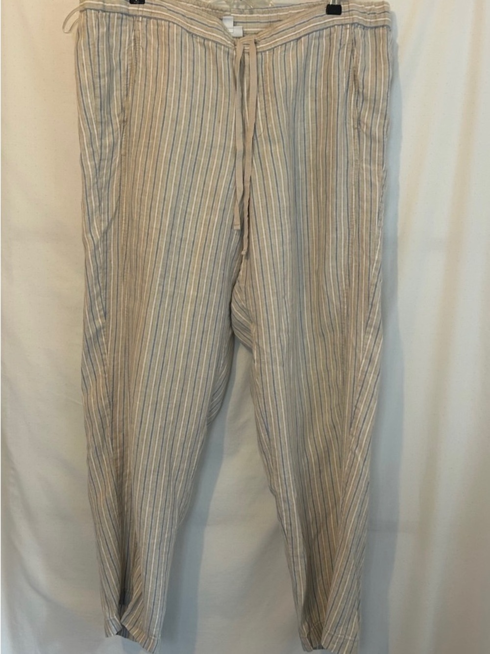 J. Jill Beige and Blue Striped Drawstring Chinos